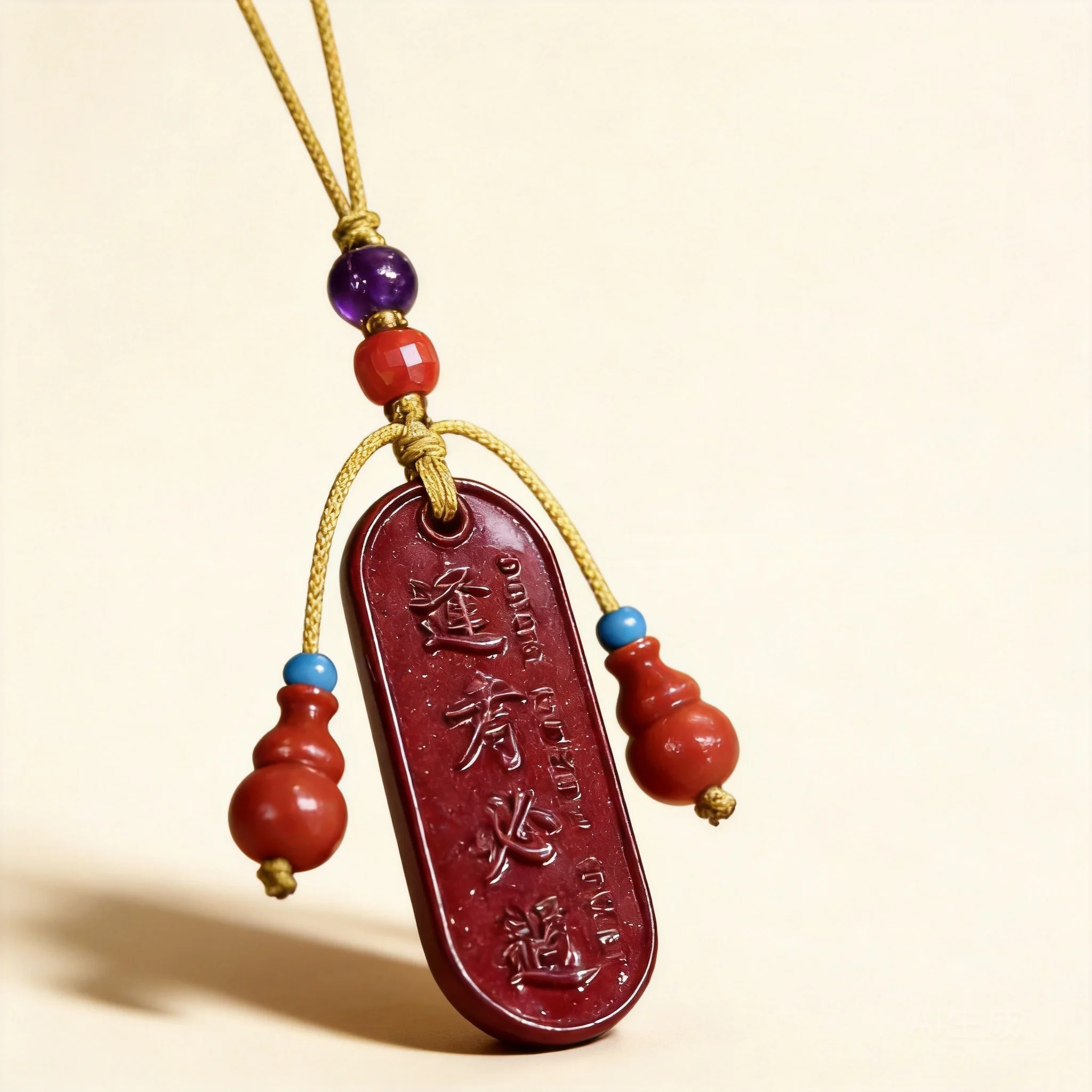 Chinese Style High Purity Cinnabar Good Luck Pendant Hand Carved Gourd Blessing Amulet Hanging Ornament For Phone Bag Keychain