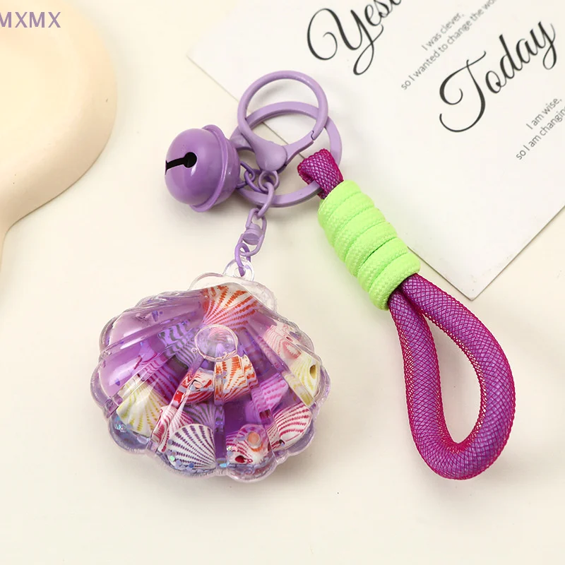 Personalized Cartoon Shell Drift Bottle Keychain Car Key Ring Creative Schoolbag Pendant Exquisite Backpack Decoration Gifts