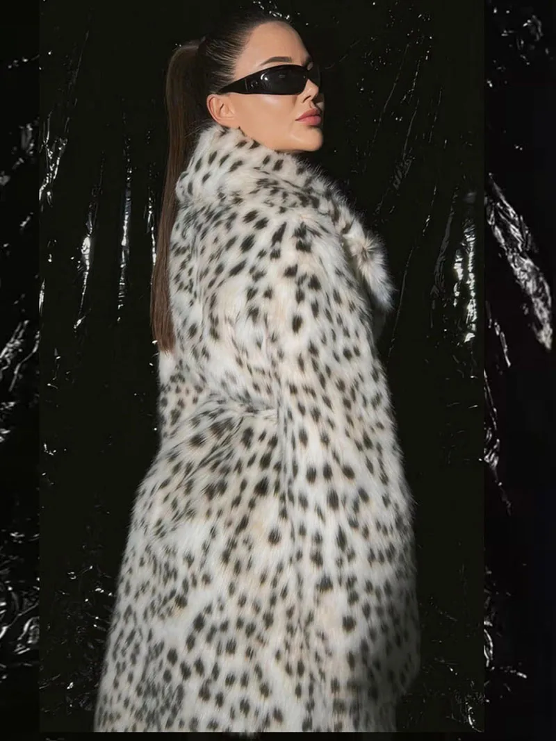 ZADORIN الفاخرة مربوط طويل ليوبارد فو الفراء معطف امرأة Y2k الملابس موضة التلبيب سميكة الدافئة رقيق سترة معاطف الفراء ملابس خارجية