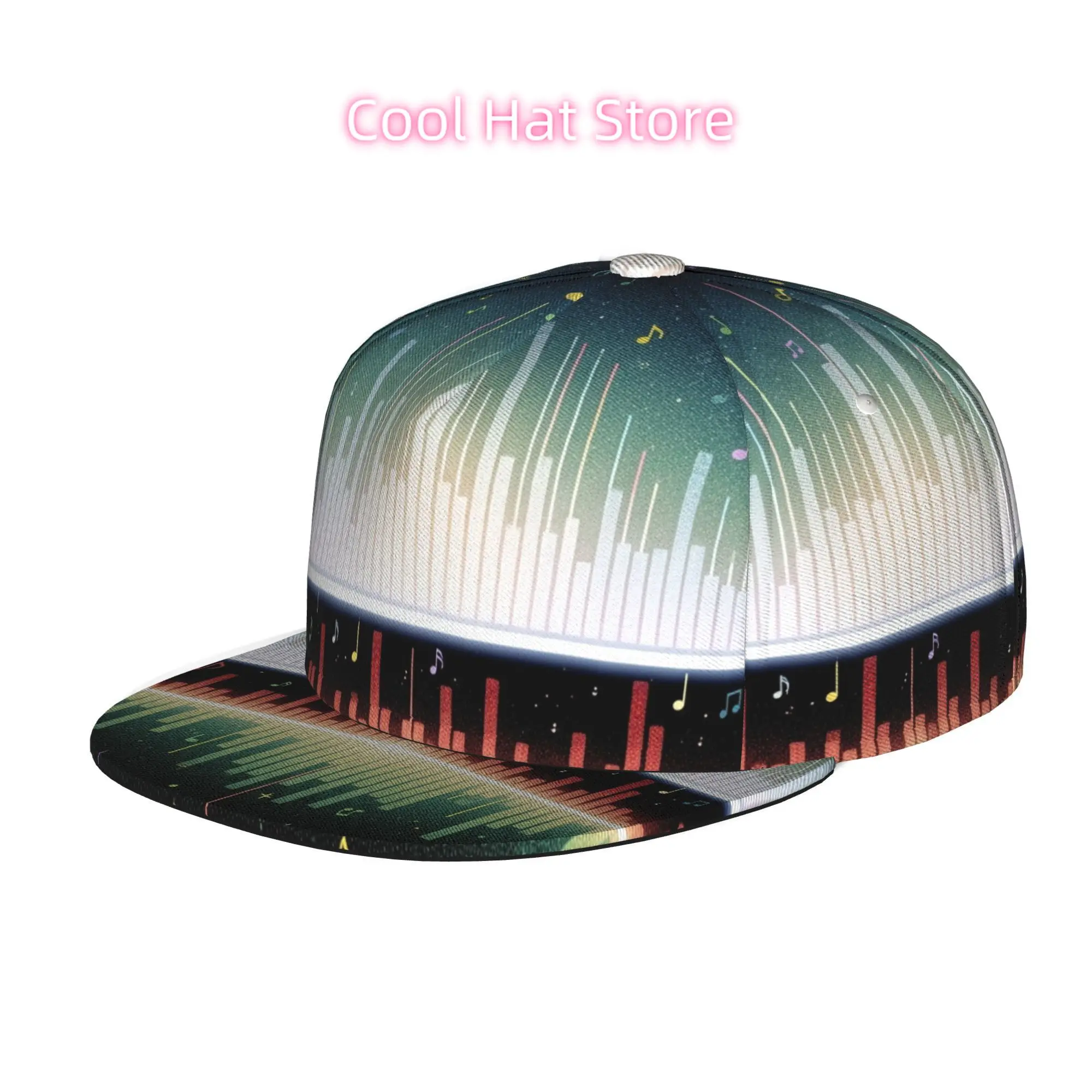 Men's & Women's Music-Themed Baseball Cap with Floating Design - Adjustable Snap-On Brim, Flat-Top Suitable for Casual Wear, Out