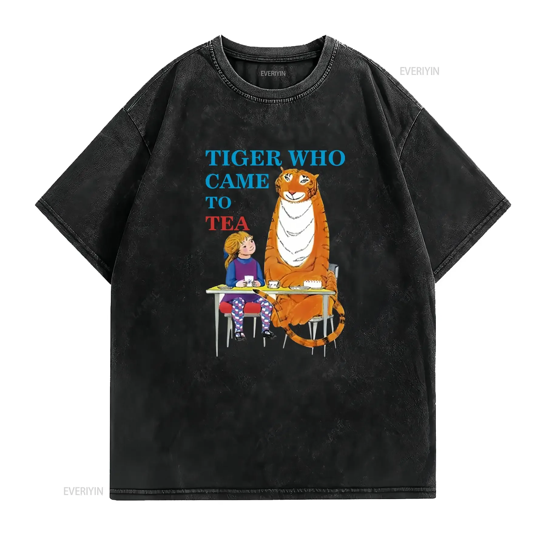 The Tiger Who Came to Tea T Shirt World Book Day Story Study Lover Top vintage Washed graphic Stretched Soft Breathable