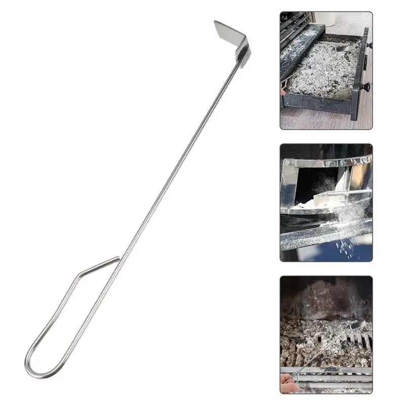 

46cm Stainless Steel Charcoal Ash Rake BBQ Ash Tool Rake Poker for Kamado Joe Charcoal Smoker Wood Burning Stove (Silver)