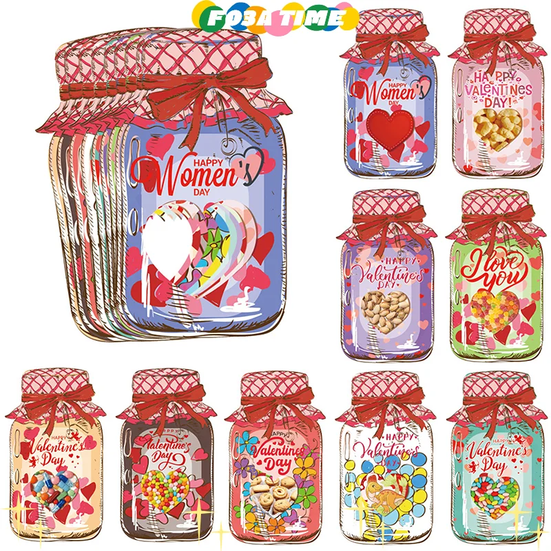 

Drift Bottle Themed Greeting Card Set, DIY Cool Cookie Packaging for Wedding Parties, Valentine's Day Candy Gift Bags.