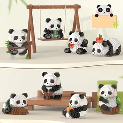 Carino stile cinese animale Panda Building Blocks modello decorazione Desktop fai da te assemblare Mini mattoni educativi giocattoli per regalo per bambini