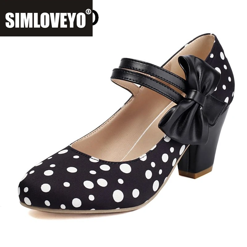 

SIMLOVEYO Sweet Mary Janes Туфли-лодочки для женщин с круглым носком и блочным каблуком 6,5 см с бантом и ремешком, большой размер 46 47 48, смешанные женские туфли для свиданий