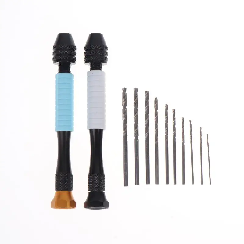 Mini Micro Aluminum Hand Drill With Keyless Chuck HSS Steel Twist Drill Bit Woodworking Drilling Rotary Tools Hand Drill Manual