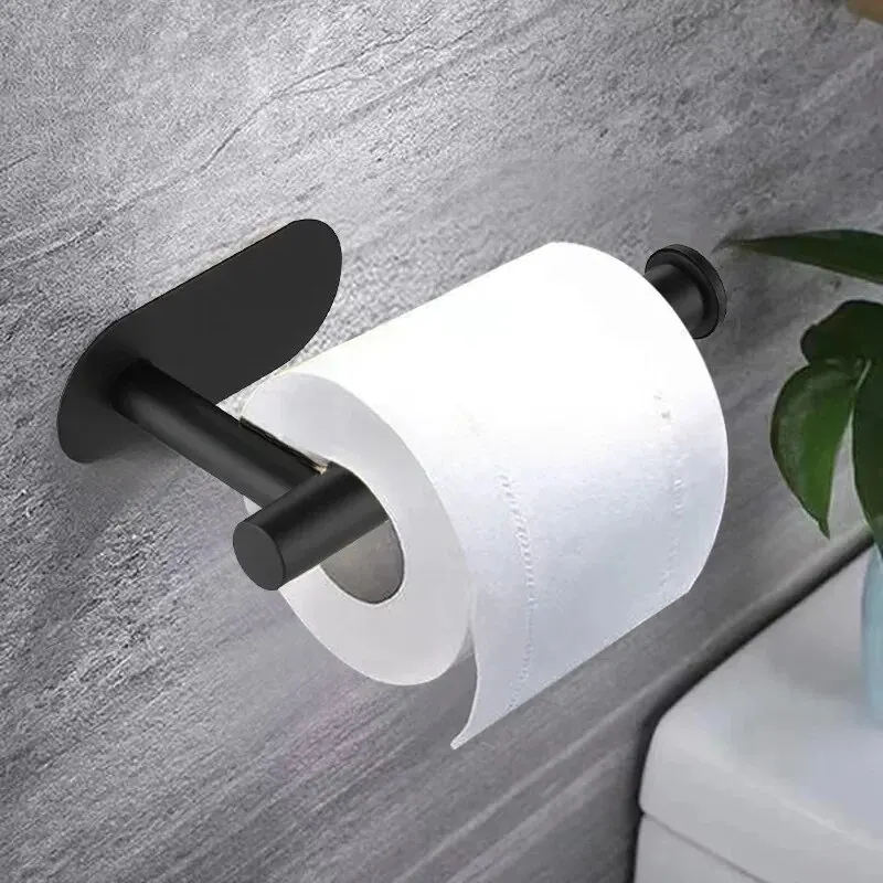 Creative Stainless Steel Tissue Holder No Nail Bathroom Wall Mounted Roll Paper Holder Toilet No Punching Required Sanding