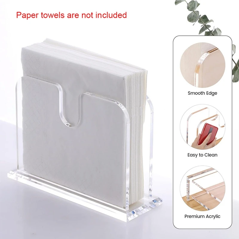 A84M-Napkin Holder, Acrylic Dining Table Dispenser For Cocktail Tissue, Clear Containers For Organizing Kitchen Paper