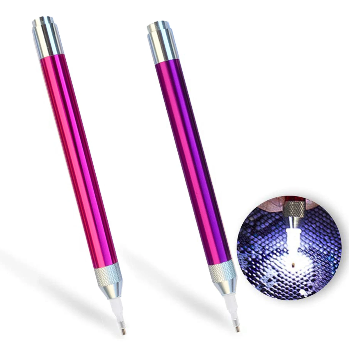 2pcs/Set 5D Diamond Painting Lighting Point Drill Pen Square/Round Drill DIY Portable Diamond Painting Drawing Tool