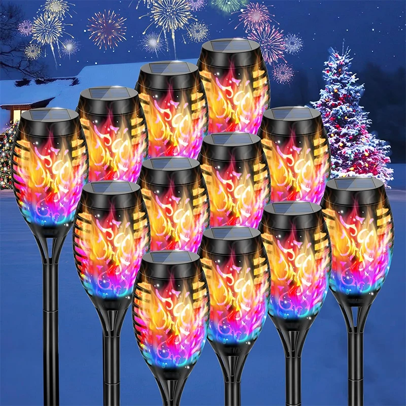 

1/2/4/6/8/10/12Pcs Solar Flame Torch Light Flickering Light Waterproof Garden Decoration Outdoor Lawn Path Yard Patio Floor Lamp