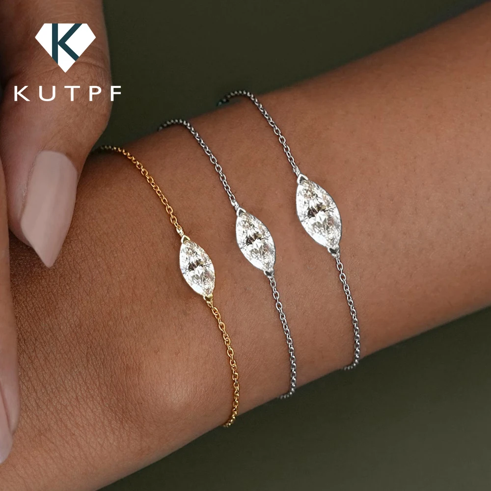 

0.5/1/2carat Marquise Cut Solitaire Moissanite Diamonds Bracelet with Certificate 925 Sterling Silver Wrist Chain for Women