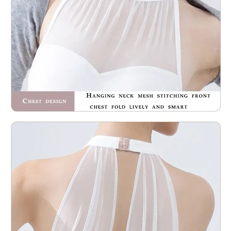 

Ballet Leotard for Women Adult Elegant Halter Neck Mesh Stitching Gymnastics Leotard Ballerina Dance Costume