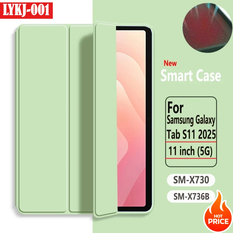 

For Samsung Galaxy Tab S11 11 Inch 2025 Case SM-X730/X736B S10 Lite Fe Plus S9 PU Folding Stand Liquid Silicone Soft Back Funda