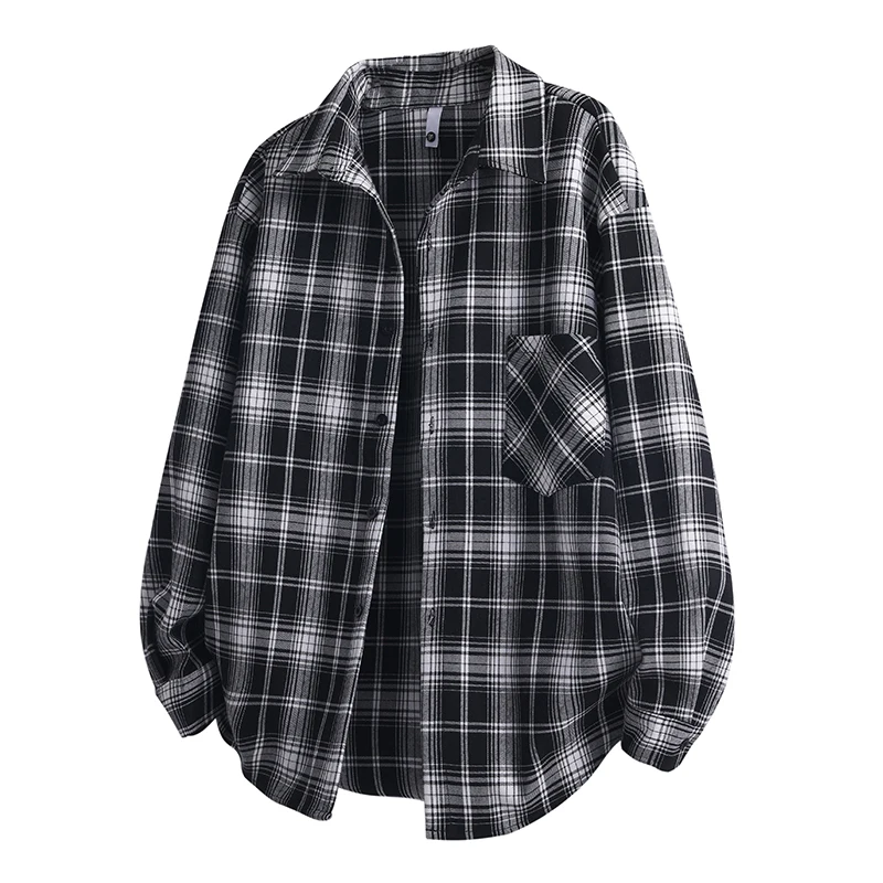 

NEW Casaul Shirt Men's Streetwear Plaid Long Sleeve Tops