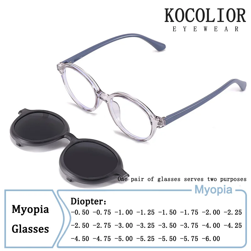 

New Set of Glasses Square Frame Dual-purpose Anti Blue Light Prescription Myopia Polarized Light Children Astigmatism Eyeglass
