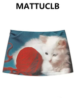 Summer Women Cute Core 2000s Aesthetic Korean Fashion A-line Mini Skirt Gyaru Coquette Chic Y2k Kawaii Graphic Micro Skirt New