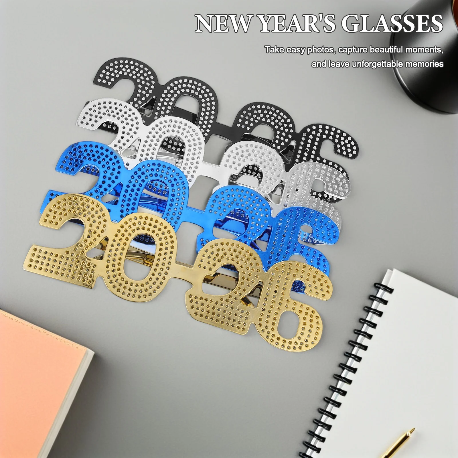 

4Pcs 2026 Novelty Glasses Colorful Number Design for New Year Eve Festivities Photo Ready Props Comfortable Wear Long Parties