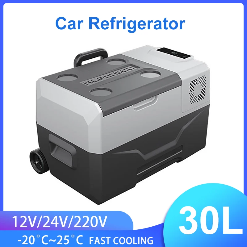 30L Car Refrigerator Alpicool Mini Portable Fridge 12V/24V Compressor Ice Box Camping Freezer 220V Home Use Vehicle Truck