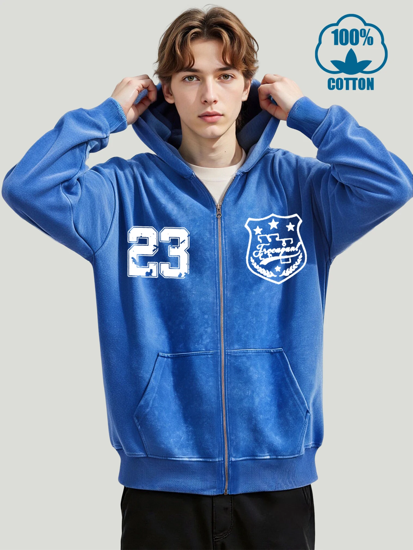 

New York Number 23 Print Pocket Soft Zipper Hoody Men Cotton Vintage Hoodie Fashion Autumn Sweatshirts Hip Hop Warm Menswear