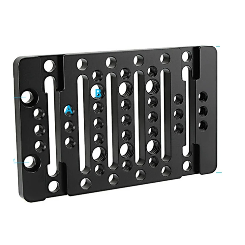 Cheese Plate With 1/4Inch 3/8Inch Thread Holes And Built-In 4 Cold Shoe Mounts To Quick Release For DSLR Camera Cage Rig