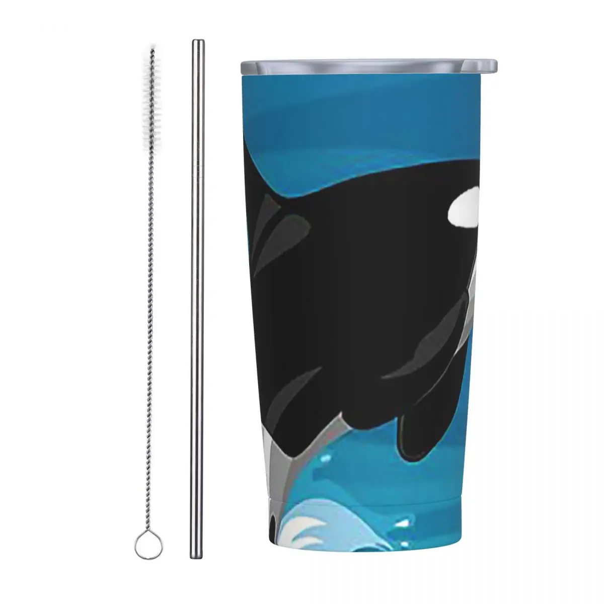 Orca Aquatic Sea Ocean - Top Tees Killer Whale Stainless Steel Tumbler Vacuum Insulated Mug Thermal Cold Bottle Straws With Lid