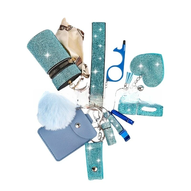

Diving fabric self-defense alarm 15-piece set, keychain jewelry accessories bottle convenient keychain hanging