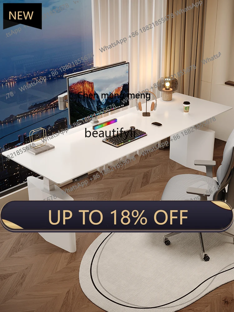 

P178 Electric lifting computer desk Household saddle leather rock slab Lifting office e-sports desk