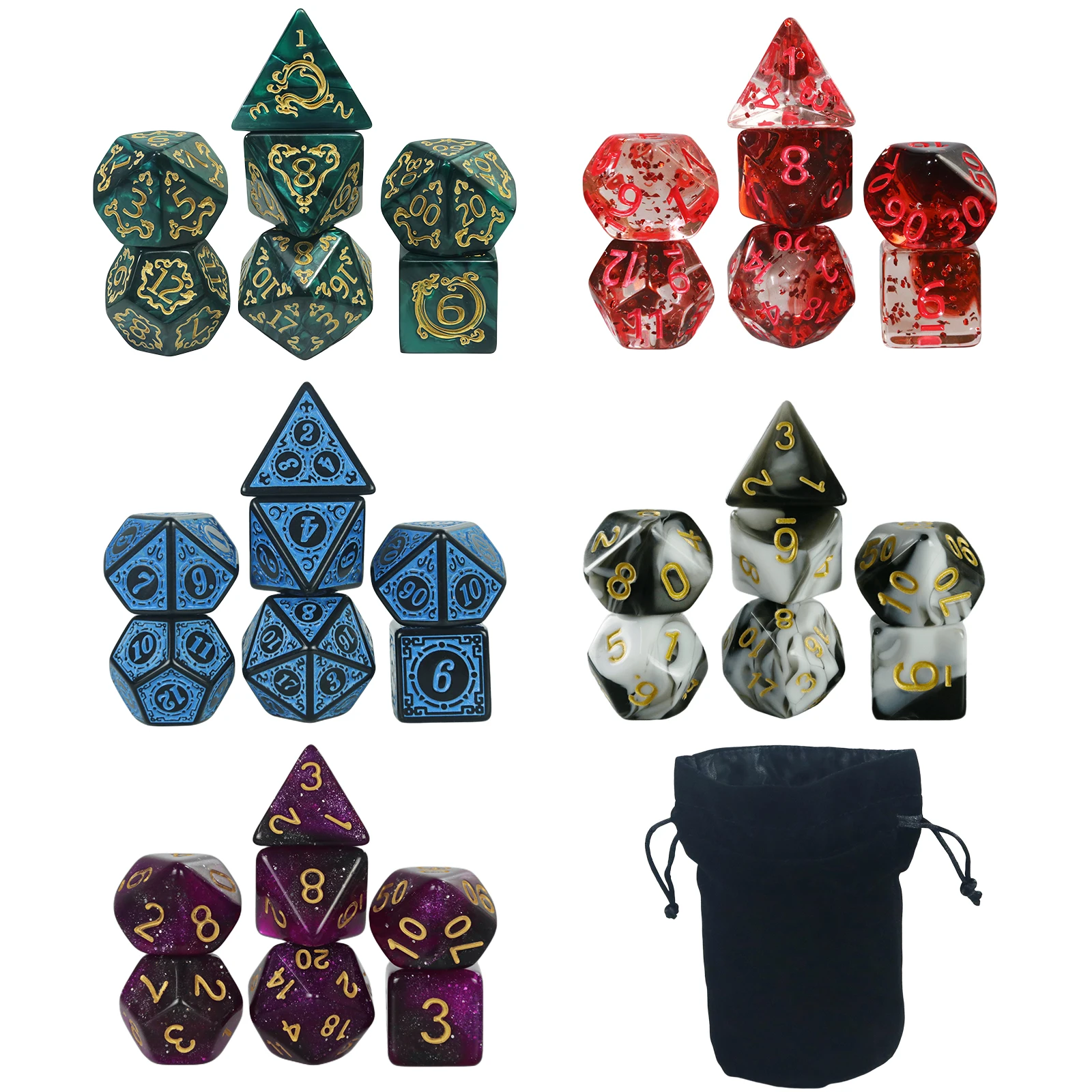 

DND Dice Polyhedral Dice (35Pieces) RPG High Quality Dice Game Set Various Wonderful Colours For DND RPG Board Game Party Games