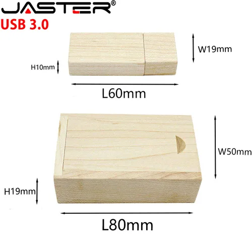 Imagen 2 del producto Unidades Flash USB 3,0 JASTER, memoria de madera de 128GB, unidad de bolígrafo con logotipo personalizado gratis, disco U de 64GB y 32GB, regalo de boda creativo Pendrive
