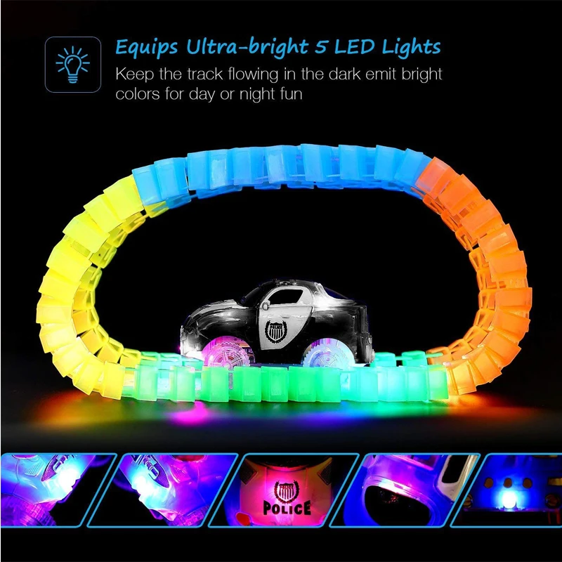 l Size Racing Car, 5led Lights Electronic Racing Car Tracks, Toy Track Parts,Children\'s Puzzle Toys Car Toys Birthday Gifts L003