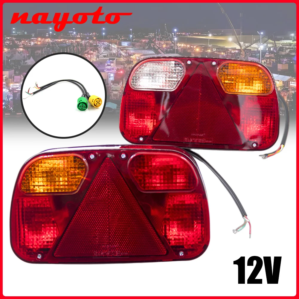 1Set 12V Trailer Truck Tail Light Rear Stop Brake Fog Light Signal Lamp Wiring Harness 5 Core Cable For Car Caravan Lorry Van RV