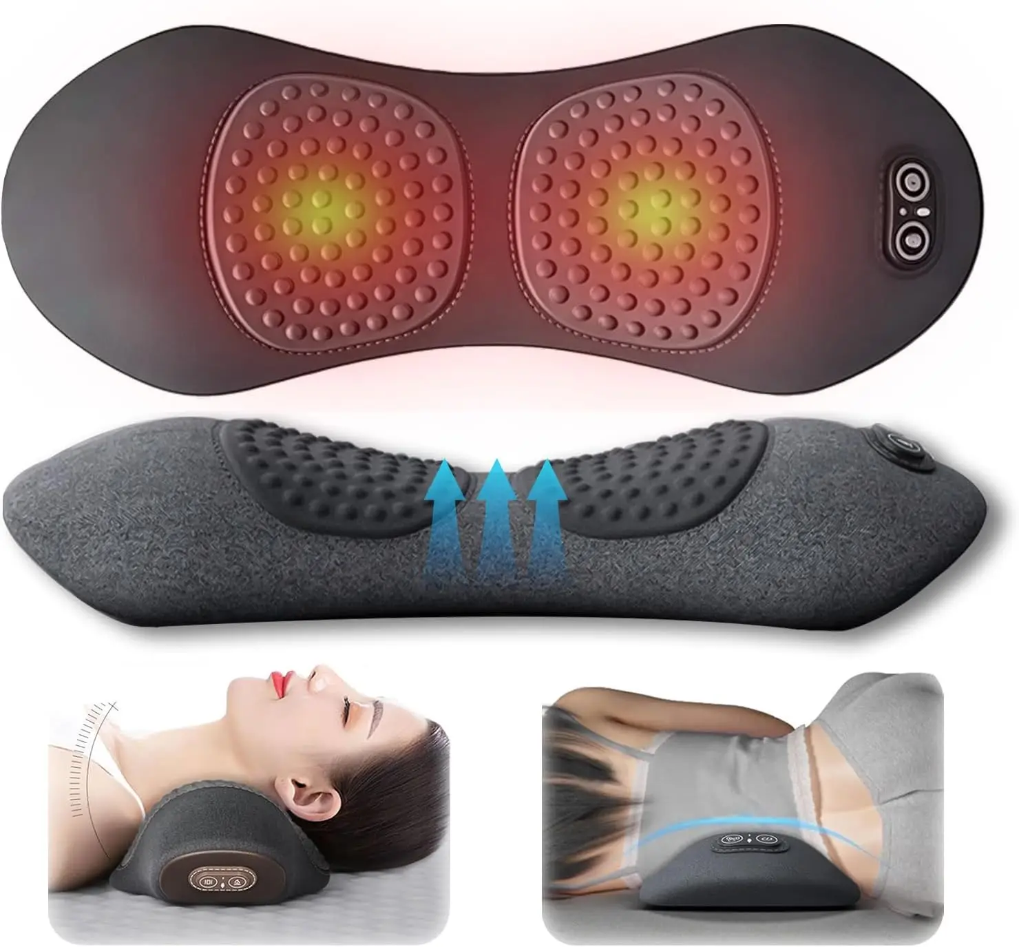3in1 Back Massager, 2026 Comfortable Triple Fusion Back Massager for Sciatica, Vibration & Traction, for Lower Back Pain Relief