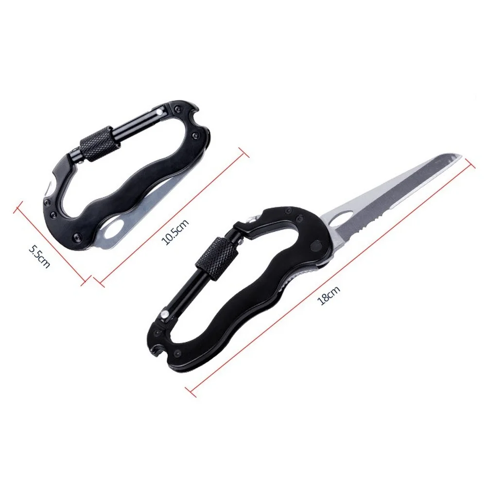 Escalada de montanha edc aço inoxidável mini faca mosquetão multitool bolso dobrável portátil ao ar livre faca bolso militar tático