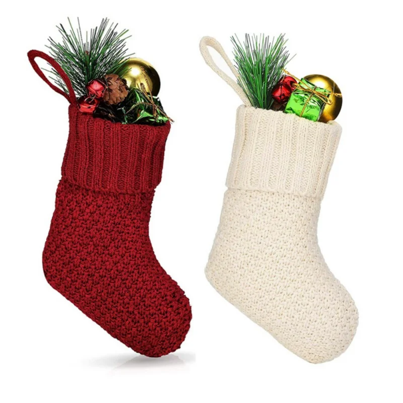 Christmas Stocking with Candy Wool Christmas Stockings Country Style Christmas Stockings Knitted Decoration