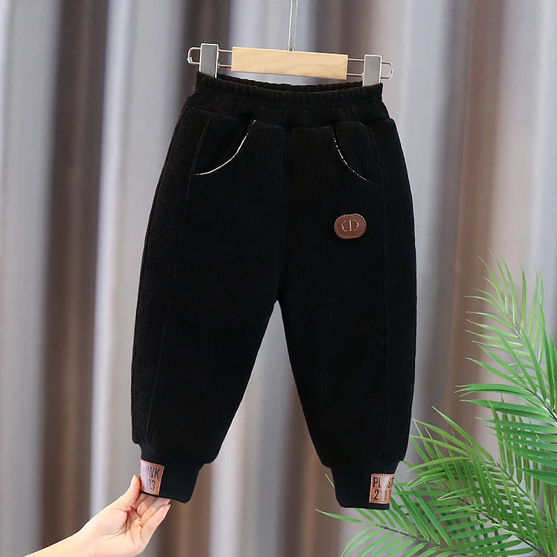 Baby Boy Fce Lined Cotton Pants Autumn Winter Sle Inteated Velvet Warm Trousers for Toddlers And Infants