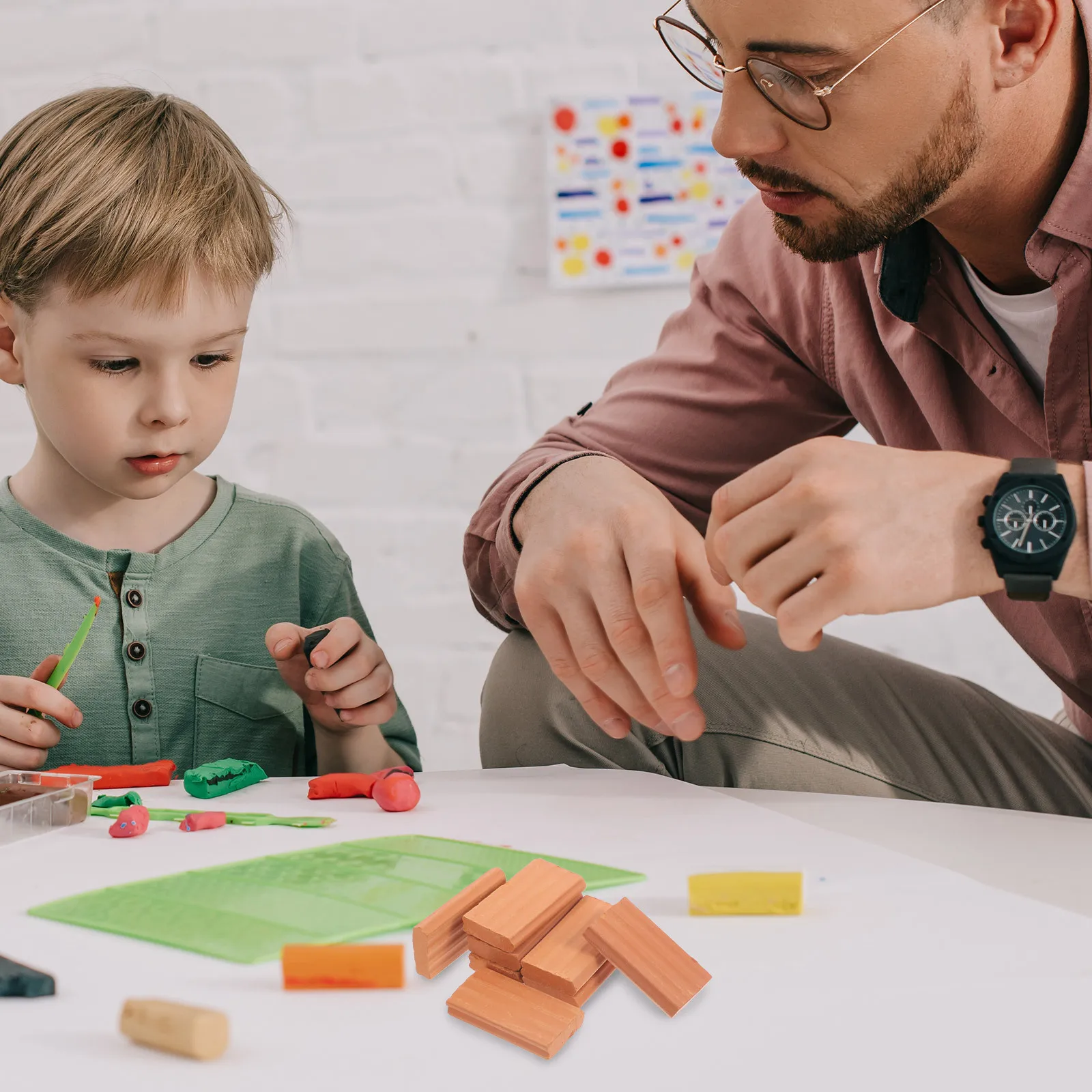 50pcs Simulation Bricks Miniature Brick Ornament For Sand Table Architecture Diy Micro Landscape Decor Building Set Fake Wall