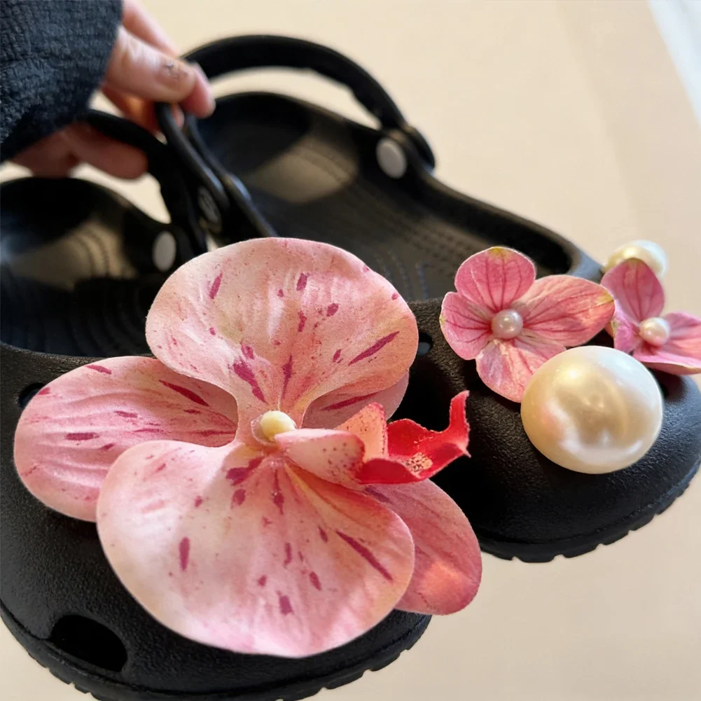 Retro Ballet Shoes Women Shoe Charms Pack Cute Flower Shoe Decorations Handmade Beads Pearl Diamond DIY Accessories