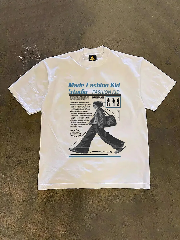 Loose Fit Cotton T-Shirt Short Sleeve Double Thread Men's Women's Casual Printed Tee Summer Sweat Absorbent UPUPXIA Brand