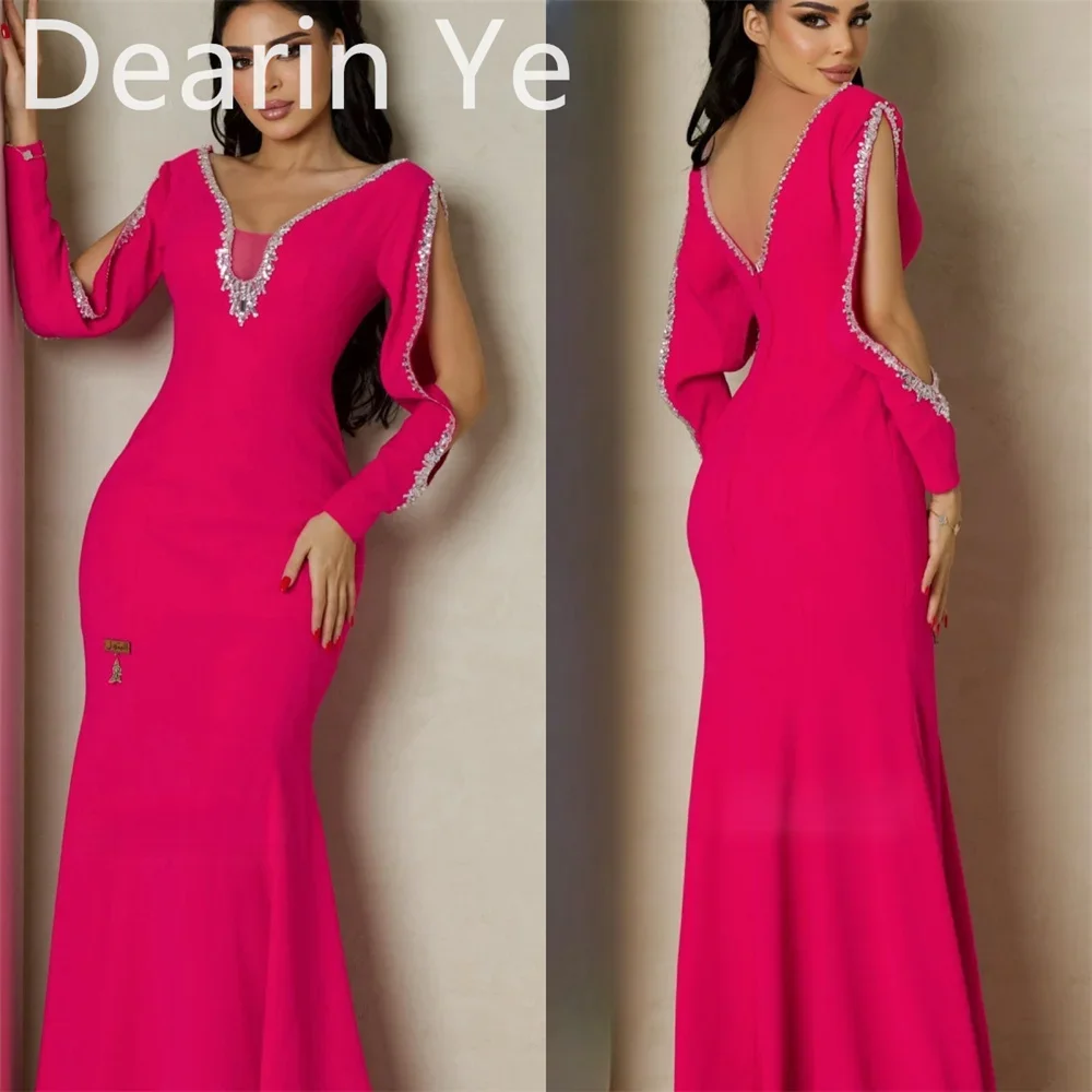 

Customized Evening Dress Formal Dearin V-neck Mermaid Floor Length Skirts Bespoke Occasion Dresses Prom Gown Saudi Arabia