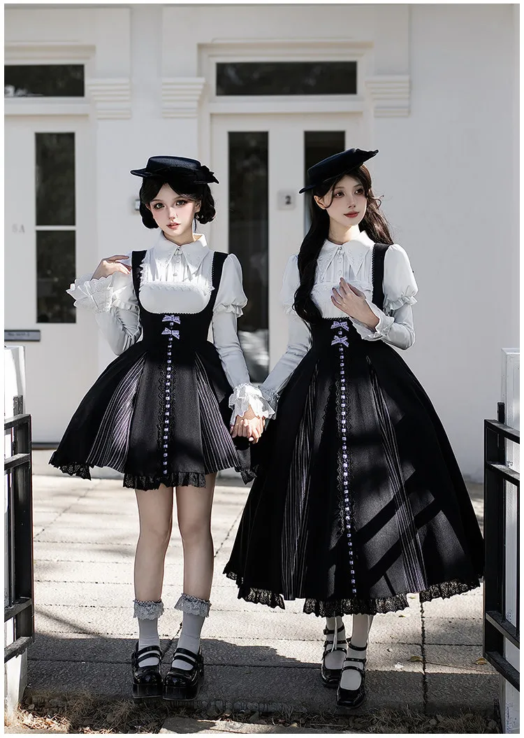 

Monochrome Sonata - Classic Lolita Bust-supporting JSK Set, Piano Inspired by With PUJI PRE ORDER / 2 months