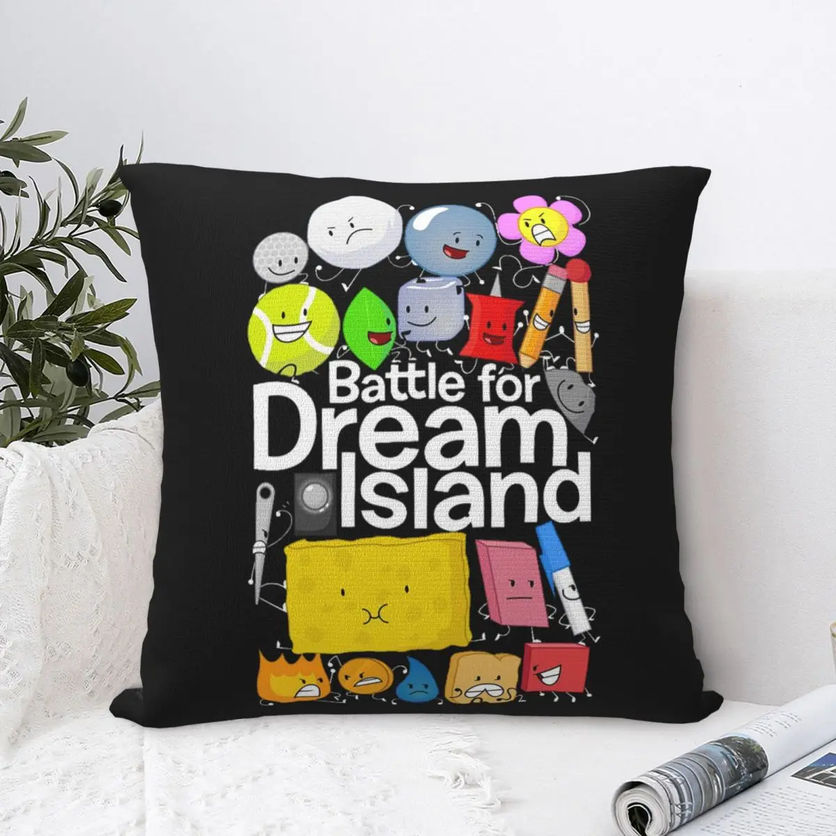 BFDI Poster Black Pillowcase Polyester Cushion Comfort Throw Pillow Sofa Decorative Cushions Used for Home Bedroom Living Room