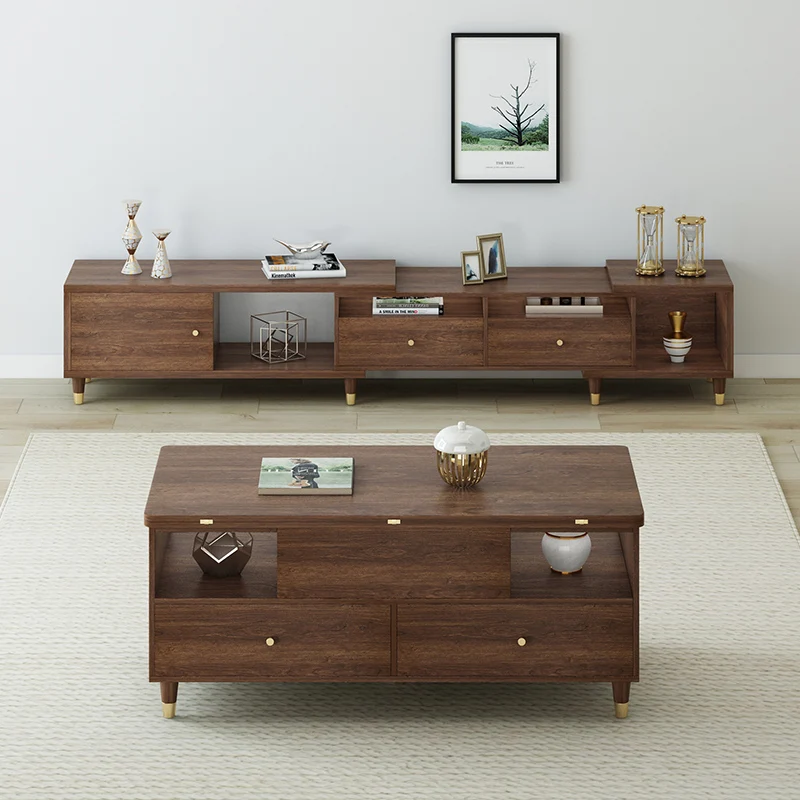 Lifting coffee table  dual-purpose multi-functional dining table simple small apartment household rock slab retractable folding