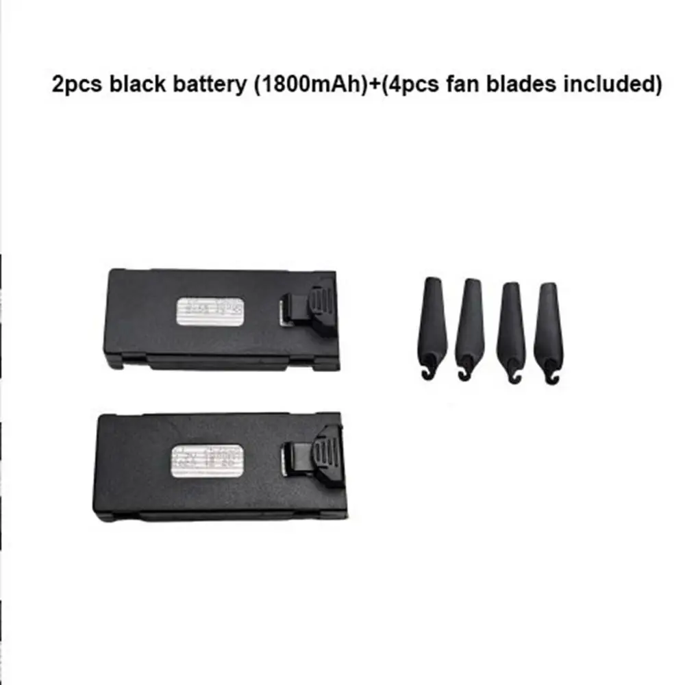 Black Lithium Battery 3.7V1800mAh Large Capacity Universal USB Charging Cable for E88 e88PRO E99 E525 S89 Drone