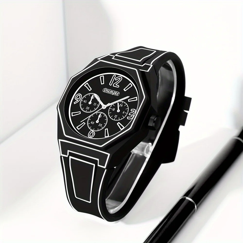 Preppy Style Quartz Wrist Watch - Round Dial, Electronic Drive, Silicone Strap, Unisex, Holiday Gifts(Gift box does not include)