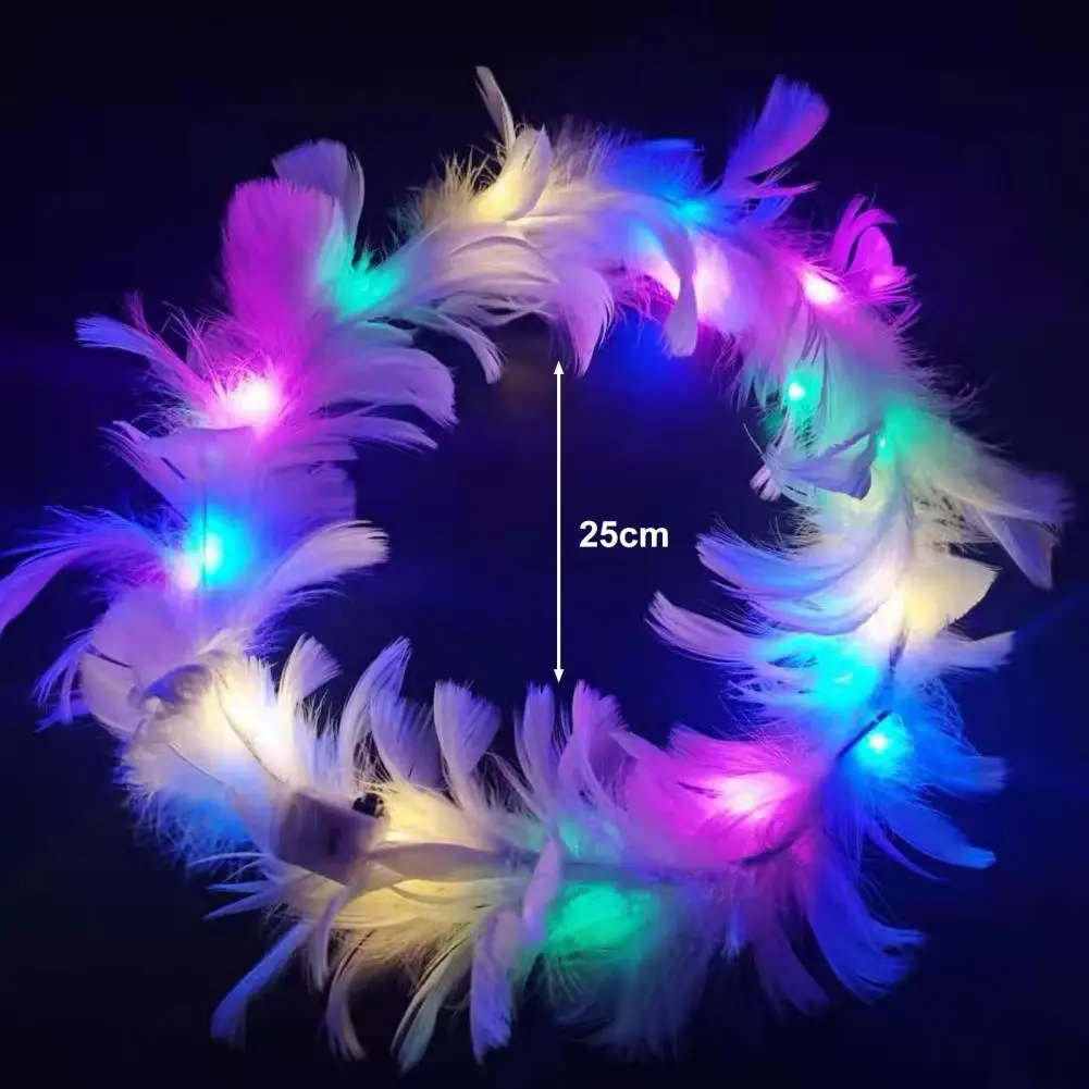 Feather Crown Feather Wreath Headband Glow Headband Women Headdress Girl Wedding Christmas Hair LED Wreath Party Dancing Garland