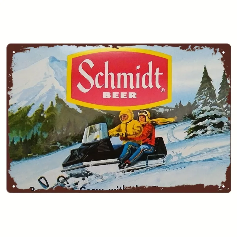 Vintage Schmidt Beer  Snowmobile Metal Sign 8x12 Inch Home Iron Wall Decorations Home Decorations