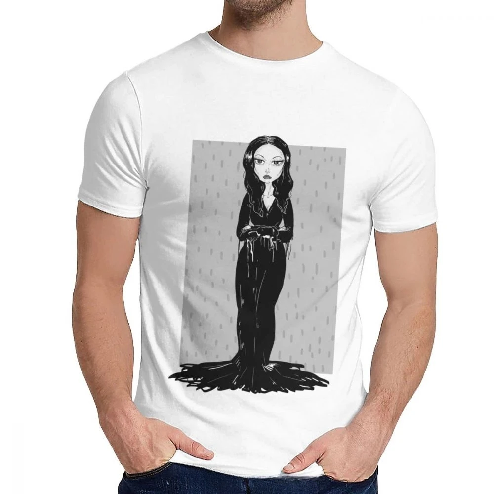 Tshirt Harajuku Men Tee Shirt Morticia Wednesday T-shirt Halloween Cotton Novelty Classic O-Neck Hip Hop Short Sleeve t shirt