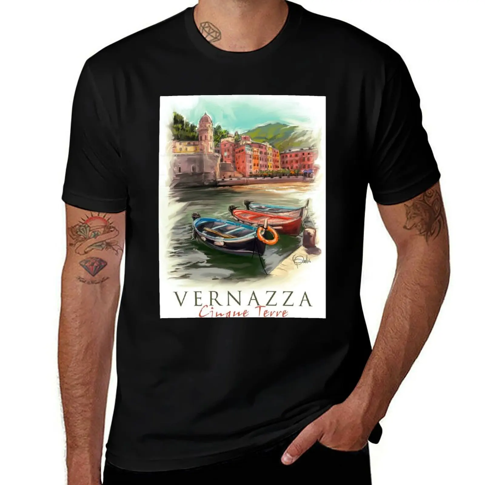 Vernazza Cinque Terre T-Shirt Street Style Casual Tee Shirt T-Shirt