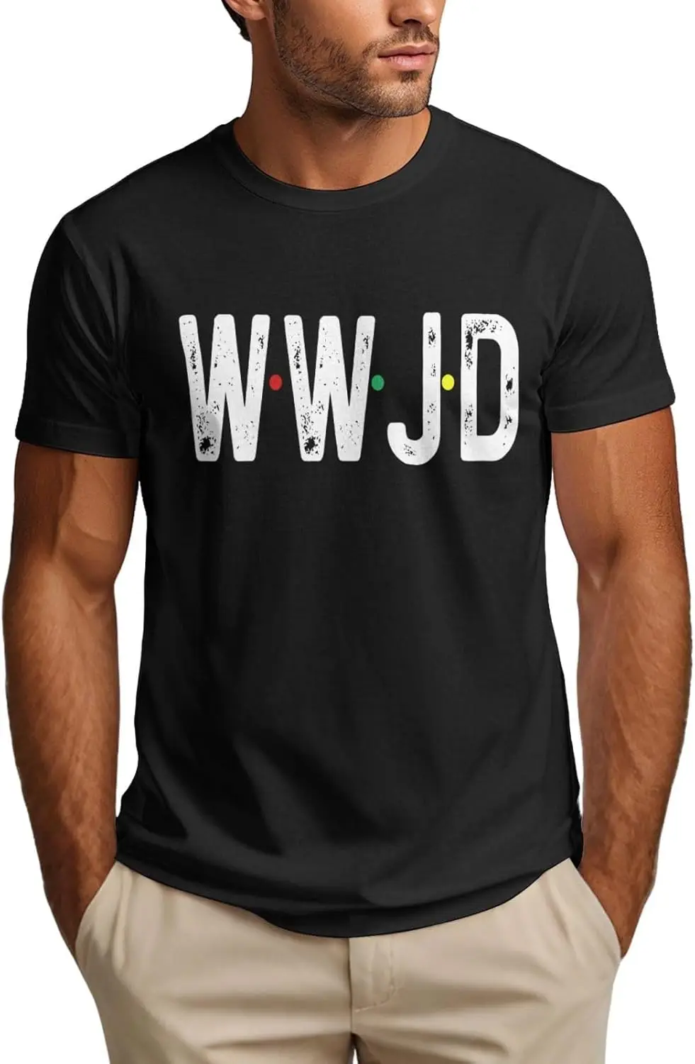 WWJD-Shirt „Was würde Jesus tun“ Vintage christliches Glaubens-T-Shirt für Herren