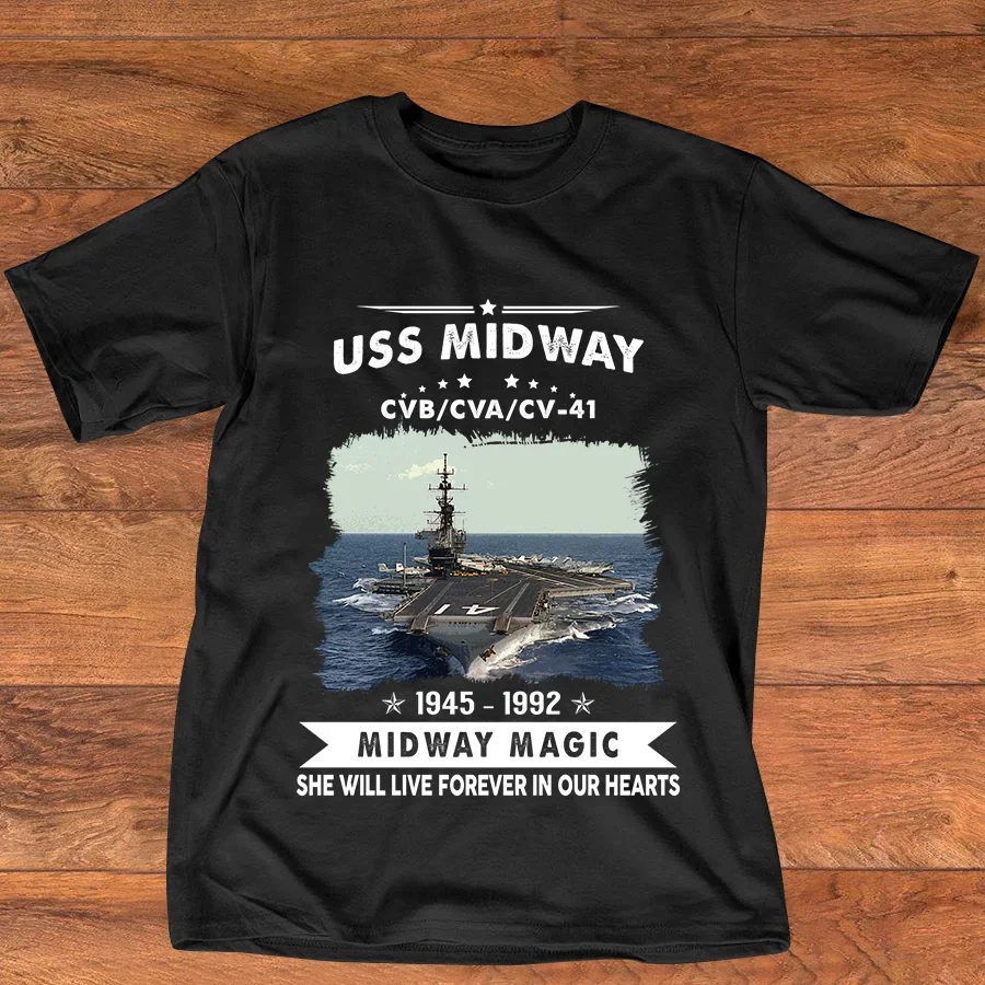 

Naval Veteran Proud. USS Midway CV/CVA 41 Aircraft Carrier Lead Ship T-Shirt. Summer Cotton Short Sleeve O-Neck Mens T Shirt